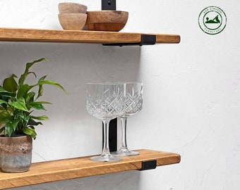 Rustic Shelves Handcrafted | Solid Wood & Inverted Metal Shelf Brackets | 15cm Depth x 2.5cm Thickness | Ben Simpson Furniture