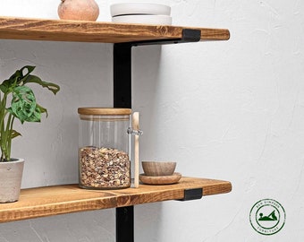 Rustic Shelves Handcrafted Using Solid Wood & Industrial Metal Shelf Brackets | 22cm Depth x 2.5cm Thickness | Ben Simpson Furniture