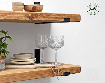 Rustic Shelves Handcrafted | Solid Wood & Inverted Metal Shelf Brackets | 30cm Depth x 5cm Thickness | Ben Simpson Furniture