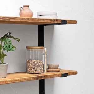 Rustic Shelves Handcrafted Using Solid Wood & Industrial Metal Shelf Brackets | 22cm Depth x 2.5cm Thickness | Ben Simpson Furniture