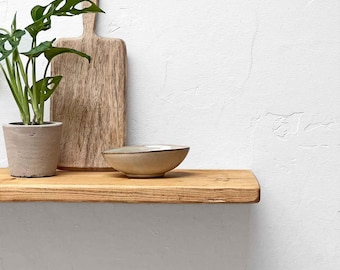 Rustic Wooden Floating Shelf: Sustainable Solid Wood, 22cm Depth