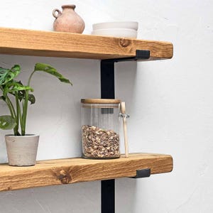 Rustic Shelves Handcrafted Using Solid Wood & Industrial Metal Shelf Brackets | 15cm Depth x 5cm Thickness | Ben Simpson Furniture