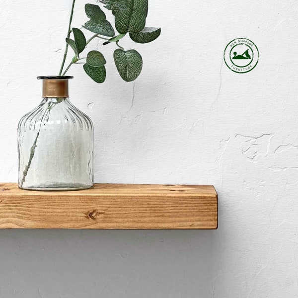 Wooden Contemporary Floating Shelves Handcrafted Using Sustainable Solid Wood | 15cm Depth x 5cm Thickness | Ben Simpson Furniture