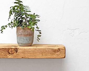 Rustic Wooden Floating Shelf: Sustainable Solid Wood, Handcrafted