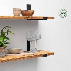 Rustic Shelves Handcrafted | Solid Wood & Inverted Metal Shelf Brackets | 22cm Depth x 2.5cm Thickness | Ben Simpson Furniture