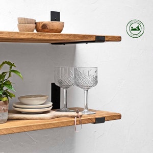 Rustic Shelves Handcrafted | Solid Wood & Inverted Metal Shelf Brackets | 30cm Depth x 2.5cm Thickness | Ben Simpson Furniture