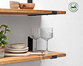 Rustic Shelves Handcrafted | Solid Wood & Inverted Metal Shelf Brackets | 30cm Depth x 2.5cm Thickness | Ben Simpson Furniture