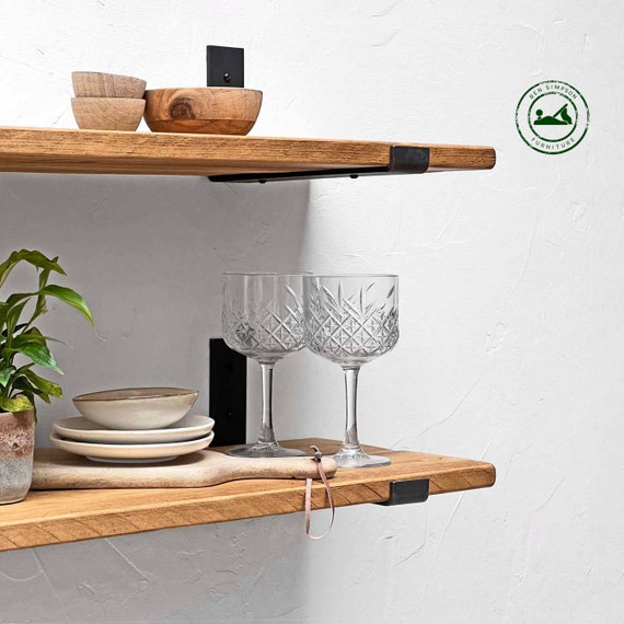 Rustic Shelves Handcrafted Solid Wood Inverted Metal Shelf