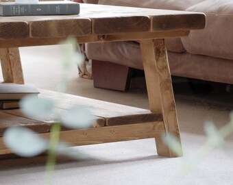 Handcrafted Rustic Wood Coffee Table With Shelf - Ben Simpson