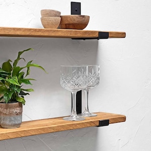 Rustic Shelves Handcrafted | Solid Wood & Inverted Metal Shelf Brackets | 15cm Depth x 2.5cm Thickness | Ben Simpson Furniture