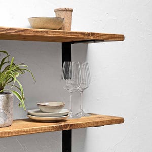 Rustic Shelves Handcrafted With Industrial Metal Shelf Brackets Using Solid Wood | 22cm Depth x 2.5cm Thickness | Ben Simpson Furniture