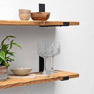 Rustic Shelves Handcrafted | Solid Wood & Inverted Metal Shelf Brackets | 22cm Depth x 2.5cm Thickness | Ben Simpson Furniture