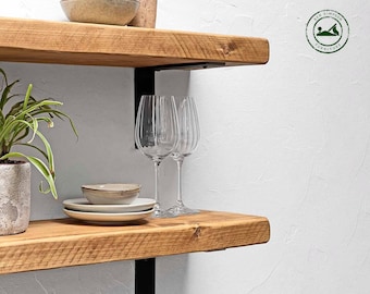 Rustic Shelves Handcrafted With Industrial Metal Shelf Brackets Using Solid Wood | 22cm Depth x 5cm Thickness | Ben Simpson Furniture