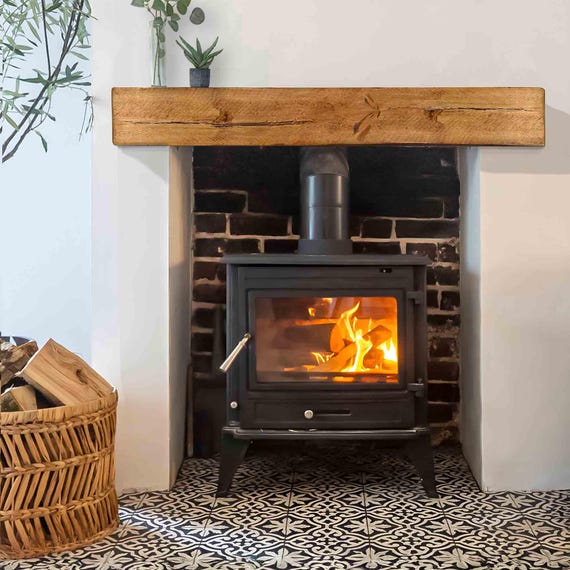 Rustic Floating Mantel Shelf: Handcrafted Sustainable Timber, Keyhole Fixings