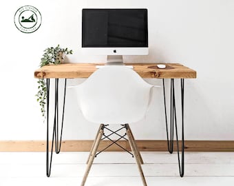 Office Desk Handcrafted Using Rustic Solid Wood | Hairpin Leg | Ben Simpson Furniture