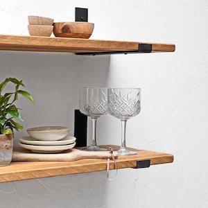 Rustic Shelves Handcrafted | Solid Wood & Inverted Metal Shelf Brackets | 30cm Depth x 2.5cm Thickness | Ben Simpson Furniture