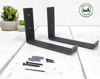 Inverted Shelf Brackets Handcrafted From Industrial Raw Steel | (Set of 2) | Ben Simpson Furniture