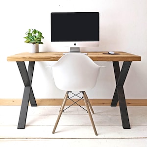 Office Desk Handcrafted Using Rustic Solid Wood | X-Frame | Ben Simpson Furniture
