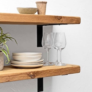 Rustic Shelves Handcrafted | Solid Wood & Industrial Metal Shelf Brackets | 30cm Depth x 5cm Thickness | Ben Simpson Furniture