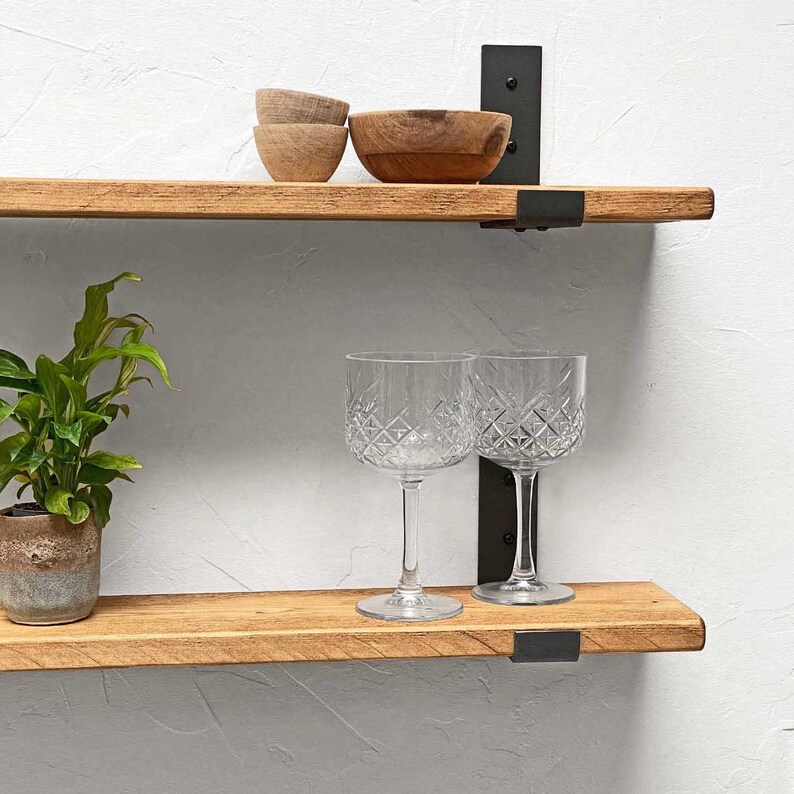 Rustic Shelves Handcrafted Solid Wood & Inverted Metal Shelf Etsy UK