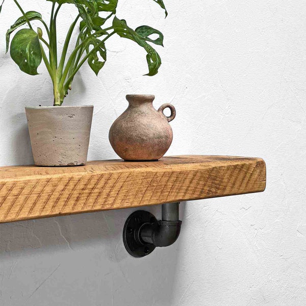 Wooden Shelves Handcrafted Using Sustainable timber & Industrial Pipe Shelf Brackets | 15cm Depth x 5cm Thickness | Ben Simpson Furniture