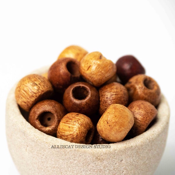 20g Brown 12mm Large Hole Wood Beads (D165)