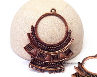 6 Rustic Red Copper Plate 46x36x2mm Tibetan Style Chandelier Link Connector (PA050)