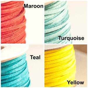 6m Maroon Teal Turquoise Yellow 3mm Flat Faux Suede (WB044-6)