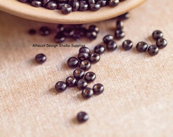 10g Black 4x2mm Wooden Rondelle Beads