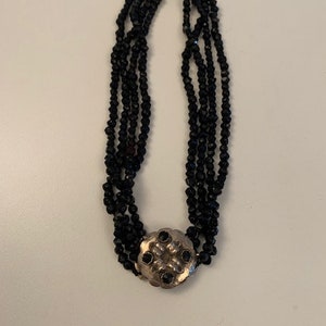 Victorian dark garnet necklace with silver lock