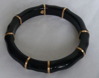 MAZ Gold and onyx bangle bracelet