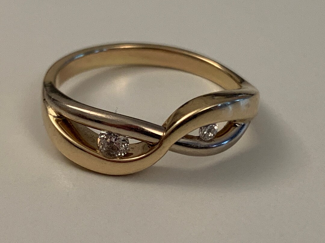 14k Gold and Diamonds Infinity Ring - Etsy