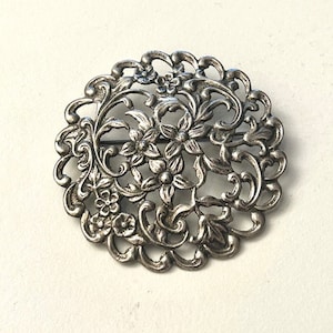 Vintage German silver floral brooch