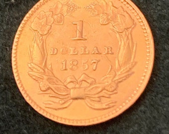 1857 one dollar gold coin