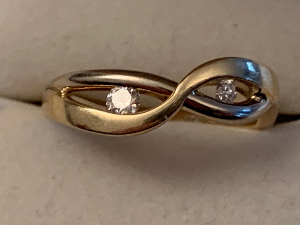 14k Gold and Diamonds Infinity Ring - Etsy