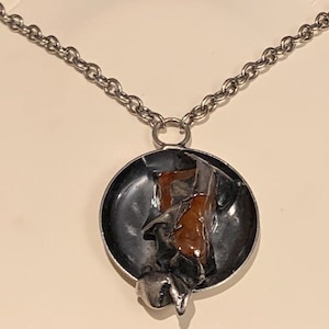 Peter Wilhjelm Nielsen brutalist silverplate/silver agate pendant