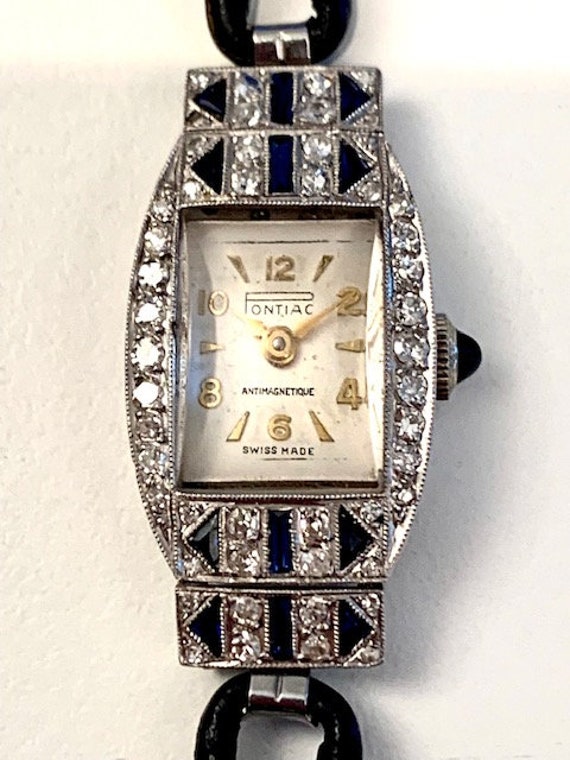 Pontiac Art Deco Platinum dameshorloge Etsy Nederland