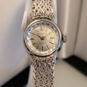 Art Deco 14k solid gold cocktail watch, with diamonds.