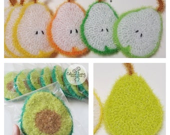 Avocado and Pear Crochet Pattern Charts -PDF 3 in 1 crochet pattern - half pear crochet - whole pear - avocado crochet - scrubby pattern set