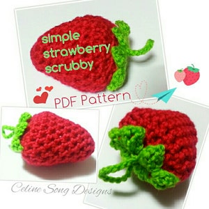 Strawberry Scrubbies Crochet Pattern - diy PDF simple strawberry scrubby pattern