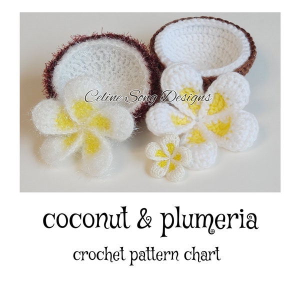 Coconut and Plumeria Crochet Pattern Chart - diy PDF crochet - tropical scrubby pattern - summer hairpin pattern