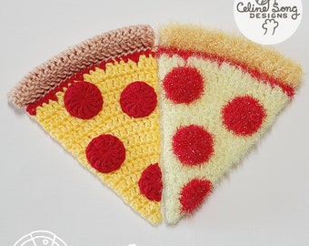 Pizza Slice Crochet Pattern - diy PDF simple pizza toy or scrubby pattern