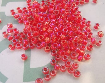 Toho - Seed Beads 8/0 GLASPERLEN luster crystal - poppy lined