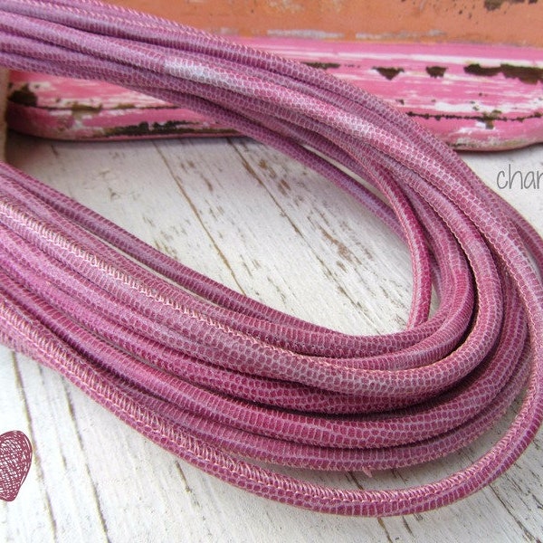 0,20m Nappaleder 4mm  Reptil Style  Leder pink