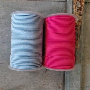 2m Elastikband 2mm stark - elastisches Band - Gummiband hellblau - fuchsia