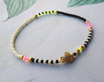 Armband - Schildkröte - zart - boho - Toho Beads - neon