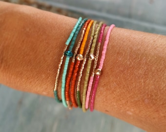 Armband Set 2-teilig - goldfarben - zart - Miyuki Beads - Farbwahl