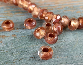 8x Roller Beads GLASPERLEN rost-braun 6x9mm Perlen edel