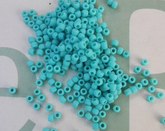 Toho - Seed Beads 11/0 - ca.2mm GLASPERLEN Opaque - Frosted türkis - matt