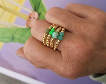 Ring - Boho - elastisch - Toho Beads - Perlen - Glasperlen - Stretch Ring - grün